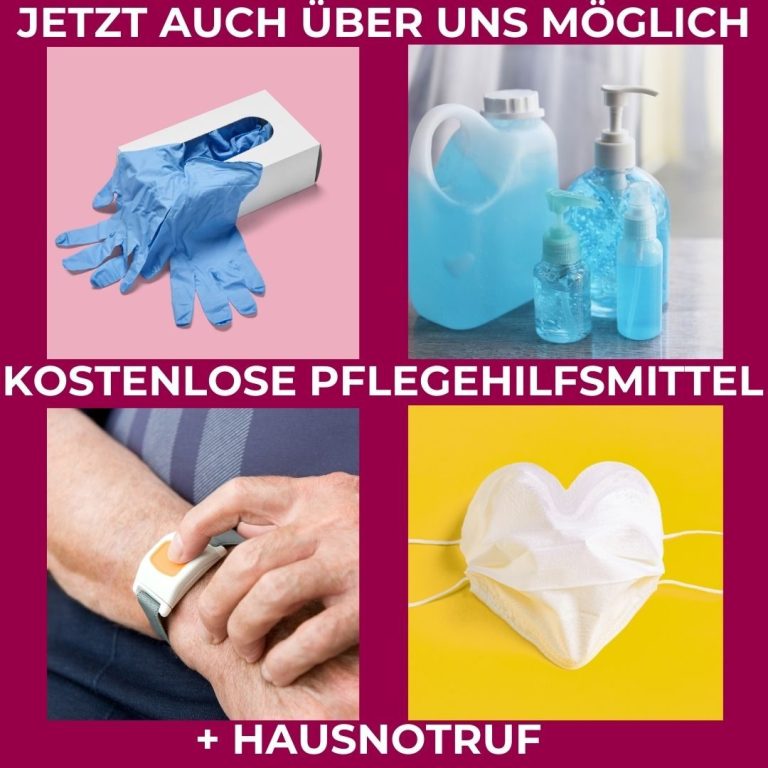 Handschuhe, Pflegeprodukte, Opmaske und Notrufarmband kostenlos mit einem Pflegegrad